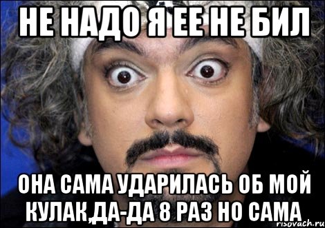 не надо я ее не бил она сама ударилась об мой кулак,да-да 8 раз но сама, Мем киркоров