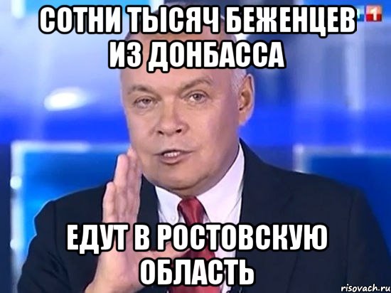 Сотни тысяч беженцев из Донбасса едут в Ростовскую область, Мем Киселёв 2014