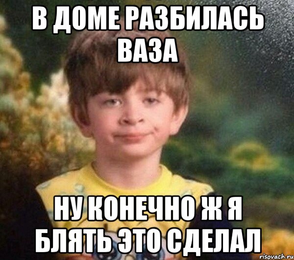 В доме разбилась ваза НУ КОНЕЧНО Ж Я БЛЯТЬ ЭТО СДЕЛАЛ, Мем Мальчик в пижаме