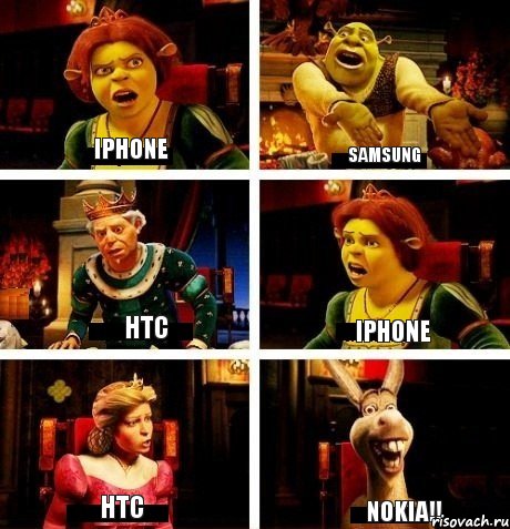 Iphone Samsung Htc Iphone Htc Nokia!!, Комикс  Шрек Фиона Гарольд Осел