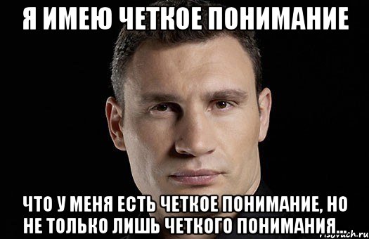 Я имею четкое понимание что у меня есть четкое понимание, но не только лишь четкого понимания..., Мем Кличко