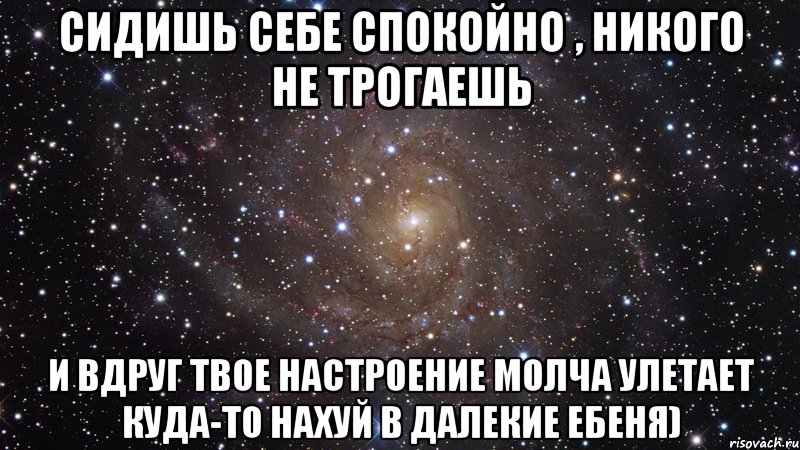 сидишь себе спокойно , никого не трогаешь и вдруг твое настроение молча улетает куда-то нахуй в далекие ебеня), Мем  Космос (офигенно)