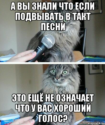 А вы знали что если подвывать в такт песни Это ещё не означает что у вас хороший голос?, Комикс  кот с микрофоном