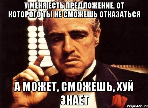 у меня есть предложение, от которого ты не сможешь отказаться а может, сможешь, хуй знает, Мем крестный отец