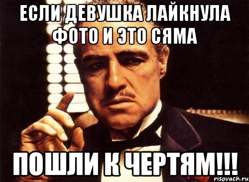 Если девушка лайкнула фото и это Сяма Пошли к чертям!!!, Мем крестный отец