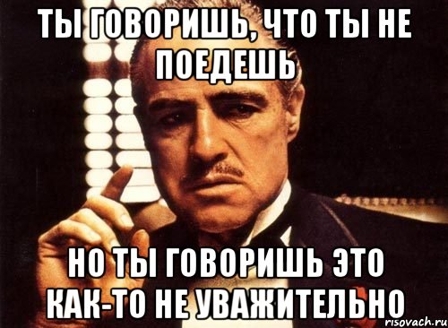 Ты говоришь, что ты не поедешь Но ты говоришь это как-то не уважительно, Мем крестный отец