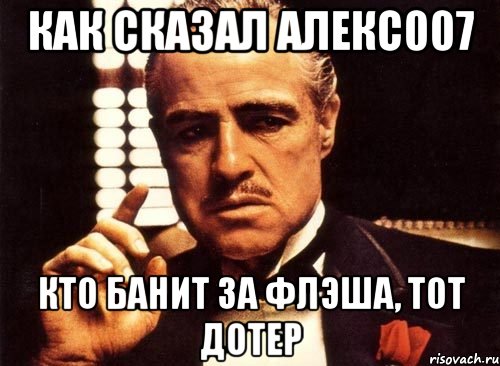 как сказал алекс007 кто банит за флэша, тот дотер, Мем крестный отец