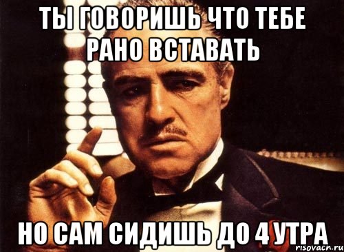 ты говоришь что тебе рано вставать но сам сидишь до 4 утра, Мем крестный отец