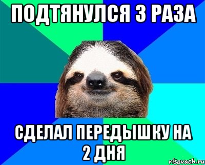 ПОДТЯНУЛСЯ 3 РАЗА СДЕЛАЛ ПЕРЕДЫШКУ НА 2 ДНЯ, Мем Ленивец