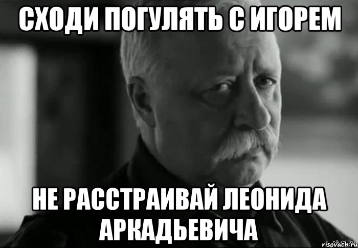 Сходи погулять с Игорем не расстраивай Леонида Аркадьевича, Мем Не расстраивай Леонида Аркадьевича