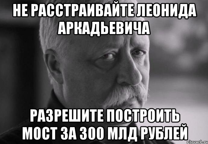 не расстраивайте леонида аркадьевича разрешите построить мост за 300 млд рублей, Мем Не расстраивай Леонида Аркадьевича