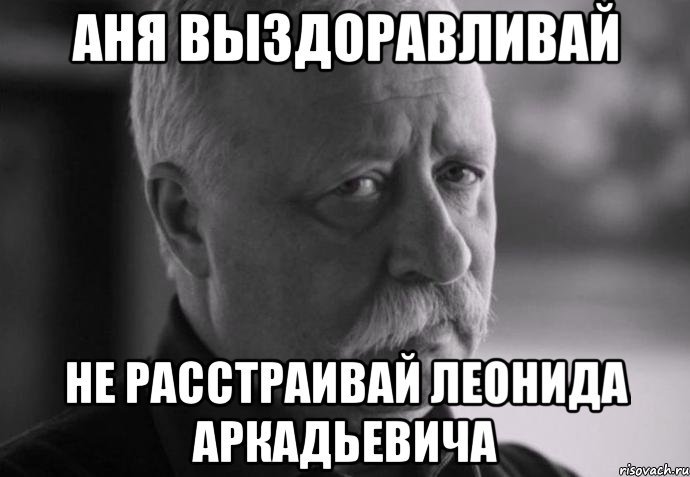 АНЯ ВЫЗДОРАВЛИВАЙ НЕ РАССТРАИВАЙ ЛЕОНИДА АРКАДЬЕВИЧА, Мем Не расстраивай Леонида Аркадьевича