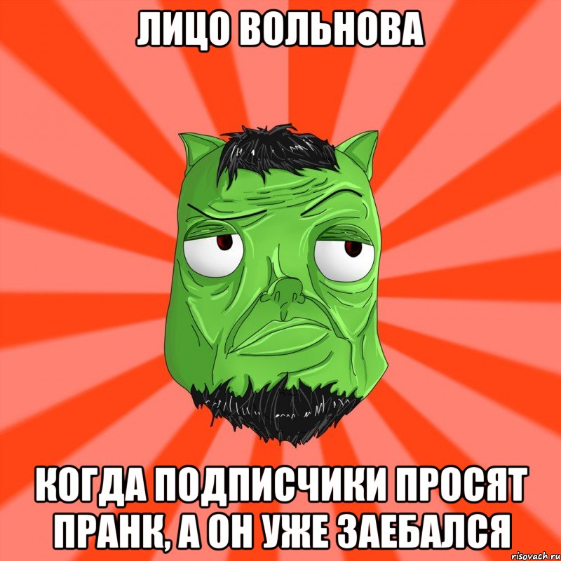 Лицо ВОЛЬНОВА когда подписчики просят пранк, а он уже заебался, Мем Лицо Вольнова когда ему говорят