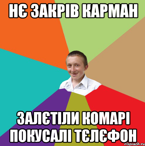 Нє закрів карман залєтіли комарі покусалі тєлєфон, Мем  малый паца