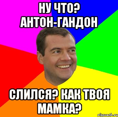 Ну что? Антон-Гандон слился? как твоя мамка?, Мем  Медведев advice