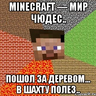 Minecraft — мир чюдес.. Пошол за деревом... В шахту полез.., Мем Миникрафтер