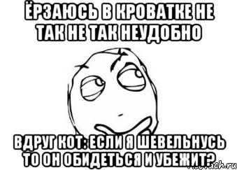 Ёрзаюсь в кроватке не так не так неудобно Вдруг кот: Если я шевельнусь то он обидеться и убежит?, Мем Мне кажется или