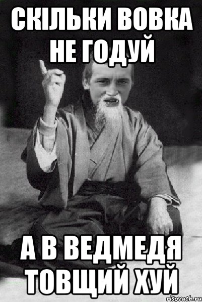 СКІЛЬКИ ВОВКА НЕ ГОДУЙ А В ВЕДМЕДЯ ТОВЩИЙ ХУЙ, Мем Мудрий паца