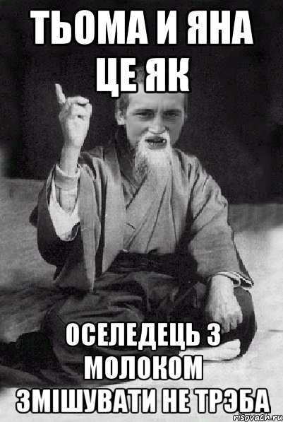 тьома и яна це як оселедець з молоком змішувати не трэба, Мем Мудрий паца