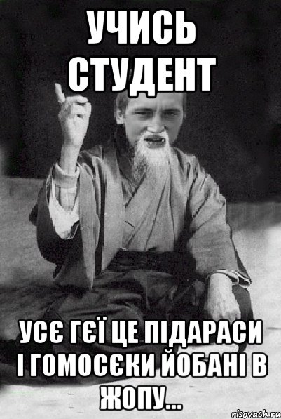 учись студент усє гєї це підараси і гомосєки йобані в жопу..., Мем Мудрий паца