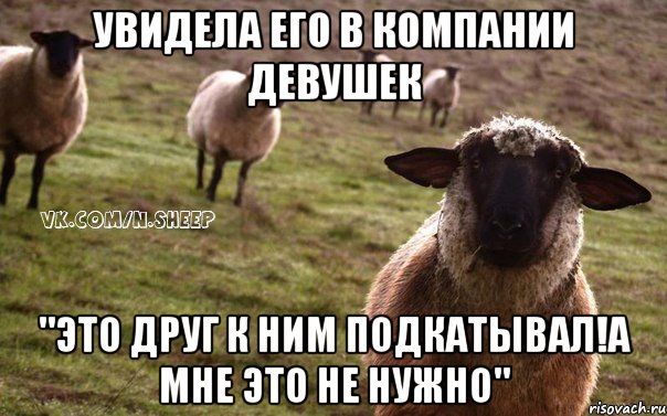 увидела его в компании девушек "это друг к ним подкатывал!А мне это не нужно", Мем  Наивная Овца