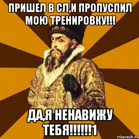 Пришел в СЛ,и пропуспил мою тренировку!!! Да,я ненавижу ТЕБЯ!!!!!!1, Мем Не царское это дело