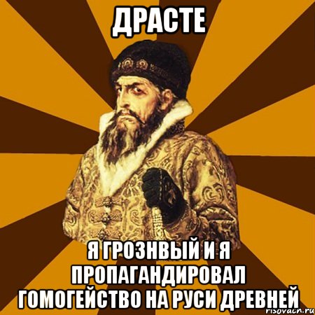 ДРАСТЕ Я ГРОЗНВЫЙ И Я ПРОПАГАНДИРОВАЛ ГОМОГЕЙСТВО НА РУСИ ДРЕВНЕЙ, Мем Не царское это дело