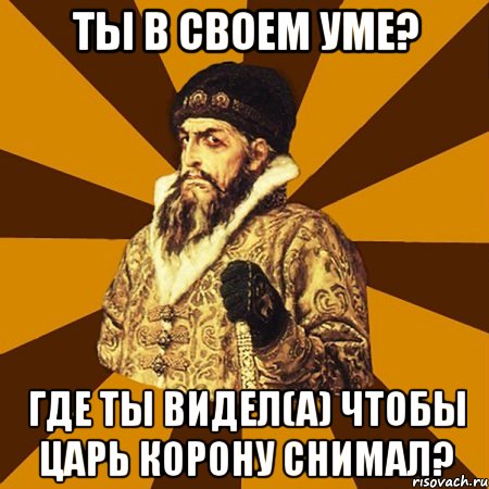 Ты в своем уме? Где ты видел(а) чтобы царь корону снимал?, Мем Не царское это дело