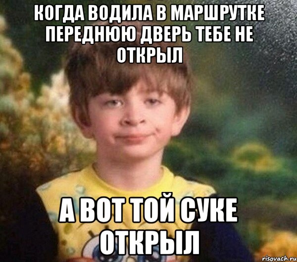 Когда водила в маршрутке переднюю дверь тебе не открыл А вот той суке открыл, Мем Недовольный пацан