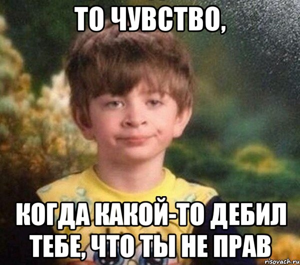 то чувство, когда какой-то дебил тебе, что ты не прав, Мем Недовольный пацан