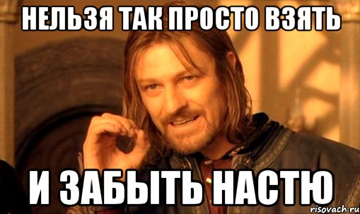 Нельзя так просто взять и забыть Настю, Мем Нельзя просто так взять и (Боромир мем)