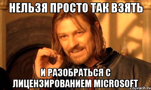 Нельзя просто так взять и разобраться с лицензированием Microsoft, Мем Нельзя просто так взять и (Боромир мем)