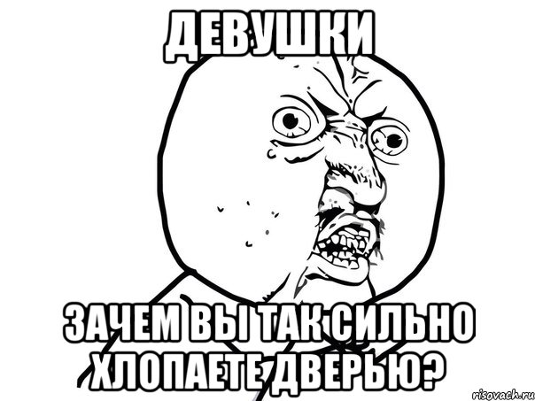 ДЕВУШКИ ЗАЧЕМ ВЫ ТАК СИЛЬНО ХЛОПАЕТЕ ДВЕРЬЮ?, Мем Ну почему (белый фон)