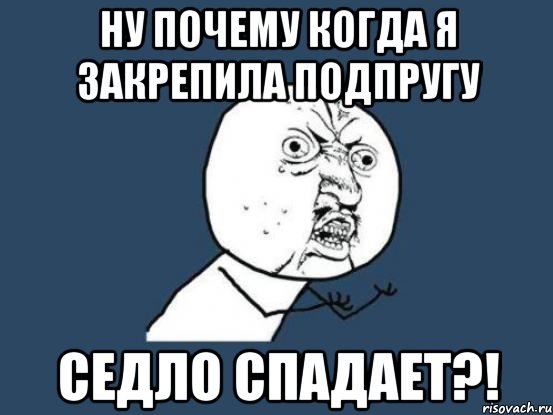 НУ ПОЧЕМУ КОГДА Я ЗАКРЕПИЛА ПОДПРУГУ СЕДЛО СПАДАЕТ?!, Мем Ну почему