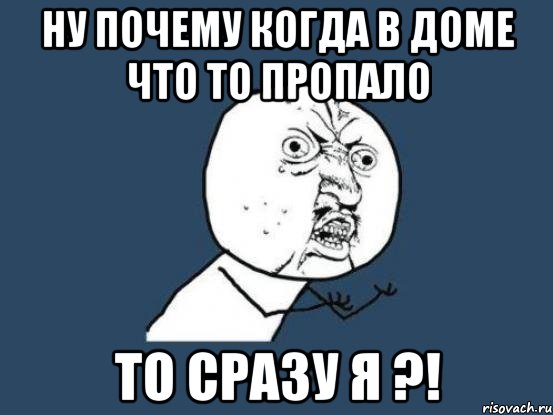 ну почему когда в доме что то пропало ТО СРАЗУ Я ?!, Мем Ну почему