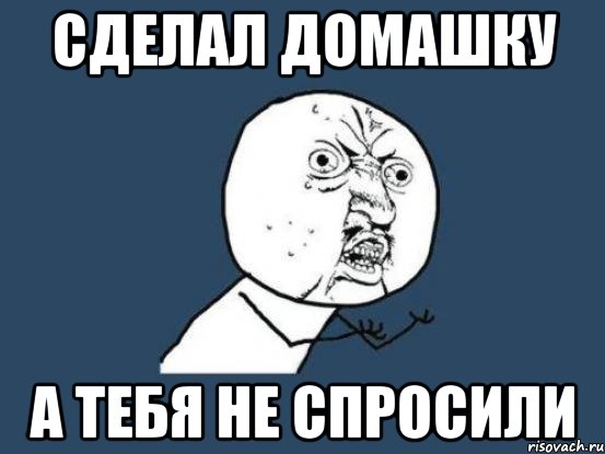 CДЕЛАЛ ДОМАШКУ А ТЕБЯ НЕ СПРОСИЛИ, Мем Ну почему