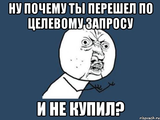 НУ почему ты перешел по целевому запросу и не купил?, Мем Ну почему