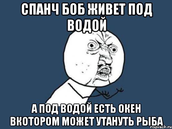 Спанч боб живет под водой А под водой есть окен вкотором может утануть рыба, Мем Ну почему