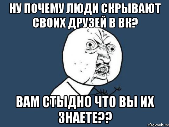 Ну почему люди скрывают своих друзей в вк? Вам стыдно что вы их знаете??, Мем Ну почему