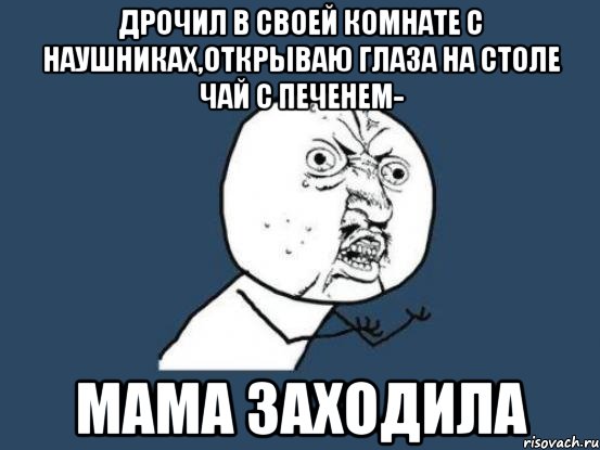 Дрочил в своей комнате с наушниках,открываю глаза на столе чай с печенем- мама заходила, Мем Ну почему