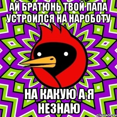 ай братюнь твой папа устроился на нароботу на какую а я незнаю, Мем Омская птица