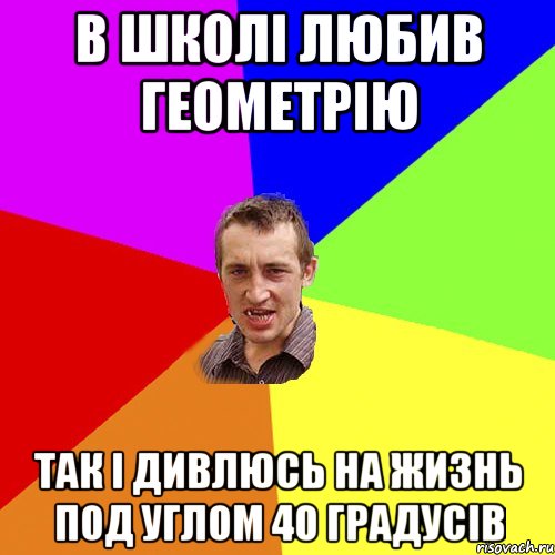 в школі любив геометрію так і дивлюсь на жизнь под углом 40 градусів, Мем Чоткий паца