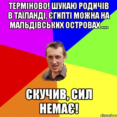 Терміново! Шукаю родичів в Таїланді, Єгипті можна на Мальдівських островах .... Скучив, сил немає!, Мем Чоткий паца