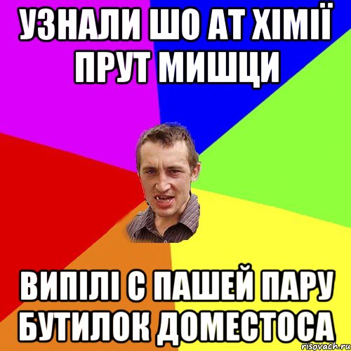 Узнали шо ат хімії прут мишци Випілі с Пашей пару бутилок Доместоса, Мем Чоткий паца