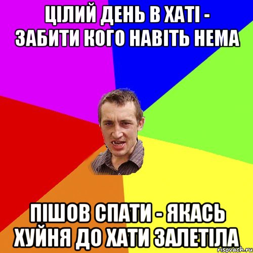 цілий день в хаті - забити кого навіть нема пішов спати - якась хуйня до хати залетіла, Мем Чоткий паца
