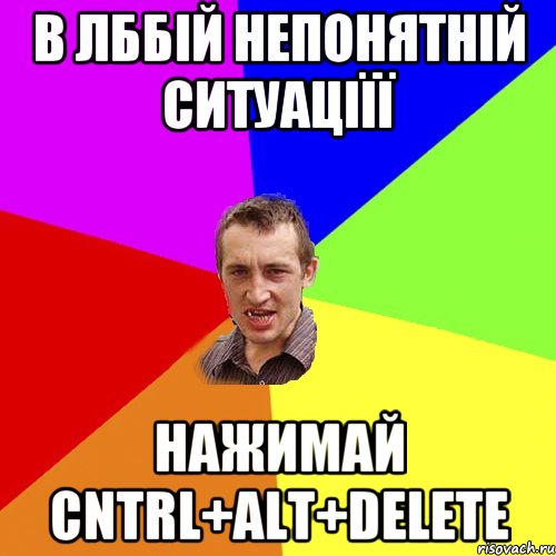 В ЛББІЙ НЕПОНЯТНІЙ СИТУАЦІЇЇ НАЖИМАЙ CNTRL+ALT+DELETE, Мем Чоткий паца