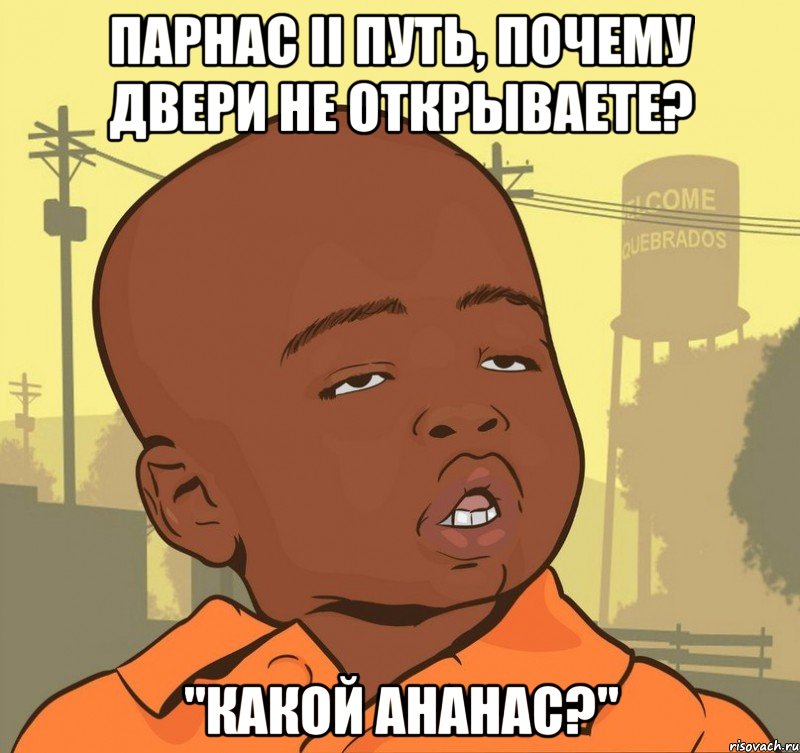 Парнас II путь, почему двери не открываете? "Какой ананас?", Мем Пацан наркоман