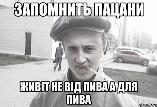 запомнить пацани живіт не від пива а для пива, Мем Пацанська философия