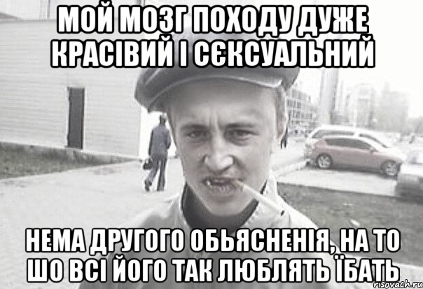 мой мозг походу дуже красівий і сєксуальний нема другого обьясненія, на то шо всі його так люблять їбать, Мем Пацанська философия