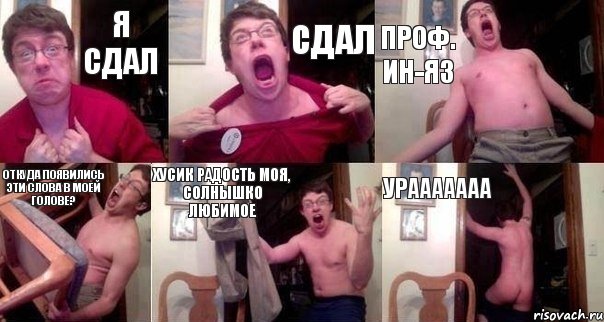 Я сдал Сдал Проф. ин-яз Откуда появились эти слова в моей голове? Хусик радость моя, солнышко любимое Урааааааа, Комикс  Печалька 90лвл